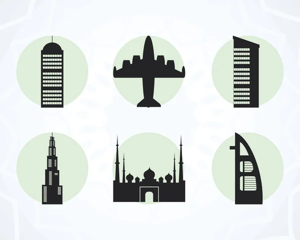 Арабические здания и самолеты — стоковый вектор