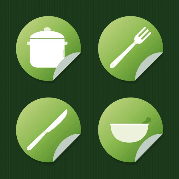 Elementos de cocina icono conjunto — Vector de stock