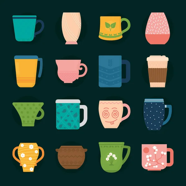 Modern mugs icon set — Stock Vector