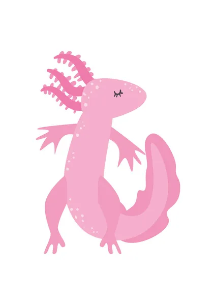 Bonito axolotl rosa — Vetor de Stock