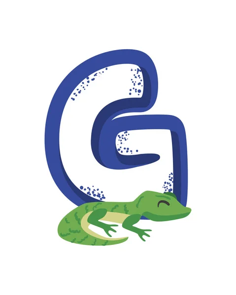 Lettre G avec gecko — Image vectorielle