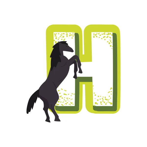 Litera H z koniem — Wektor stockowy