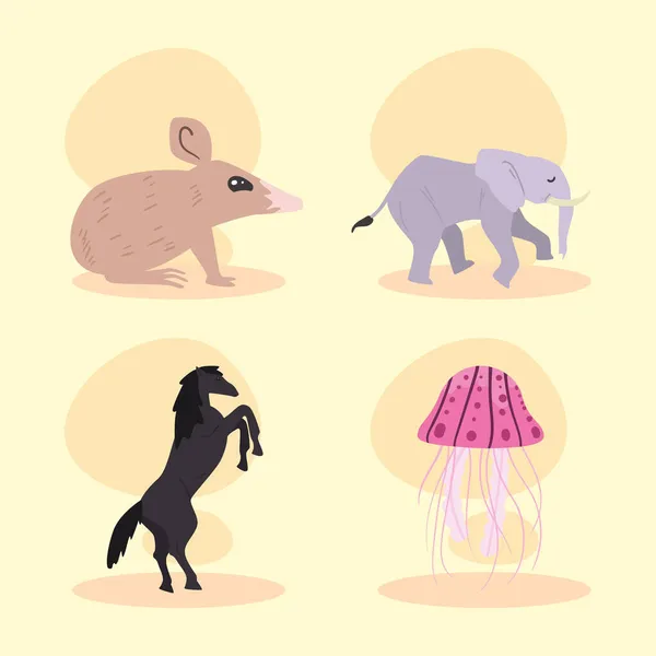 Quatre animaux mignons — Image vectorielle