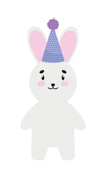 Кролик з капелюхом на день народження — стоковий вектор