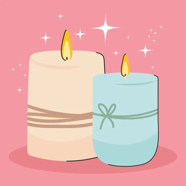 Velas encendidas ilustración — Vector de stock