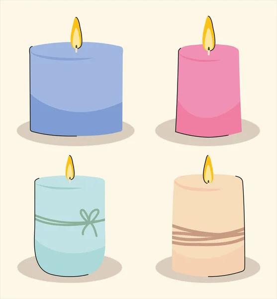 Ikone Set von Kerzen — Stockvektor