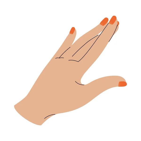 Mano con uñas naranjas — Vector de stock