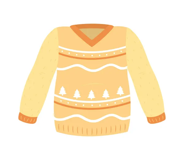 Amarillo Navidad suéter icono — Vector de stock