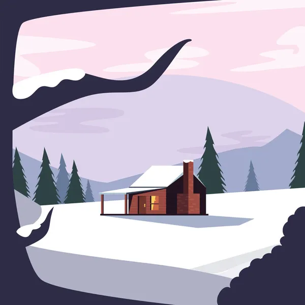 Cartão cabine inverno —  Vetores de Stock