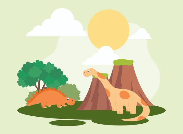 Two dinosaurs illustration — Stock Vector