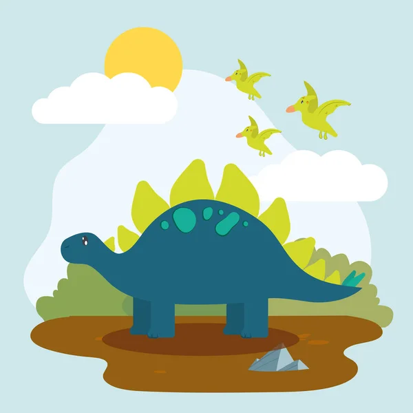 Tarjeta spinosaurus azul — Vector de stock