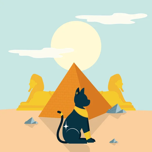 Tarjeta de gato egipcio — Vector de stock