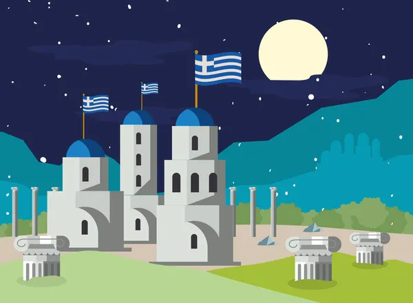 Grécia edifícios ilustração — Vetor de Stock