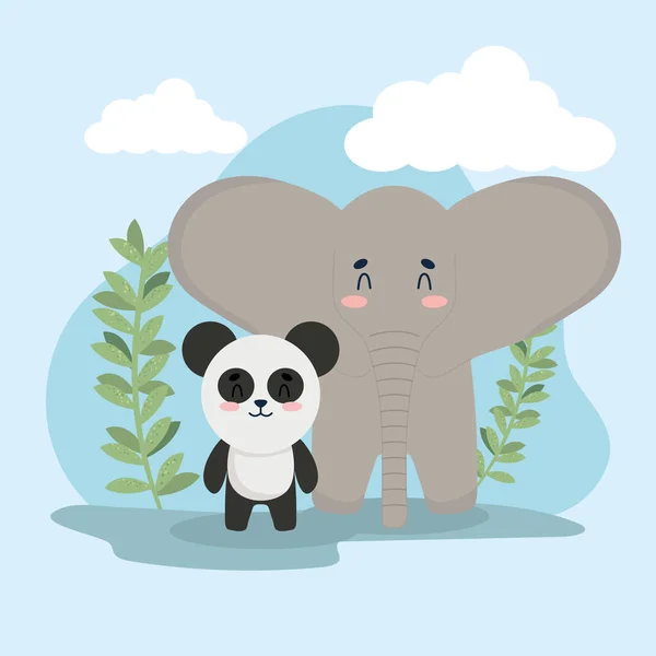 Elefant und Panda — Stockvektor