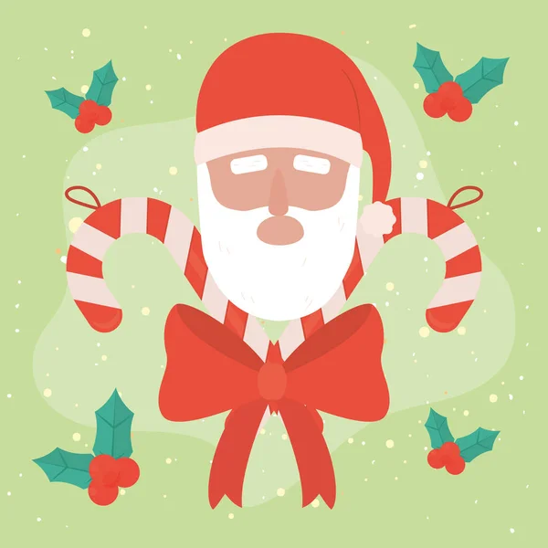 Christmas candy and santa face — Stock Vector