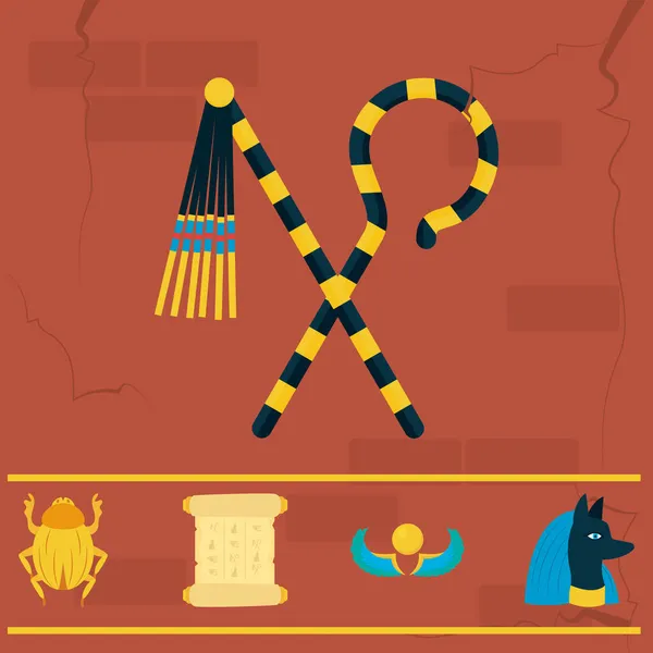 Ägyptischer Rohrstock und Armreif — Stockvektor