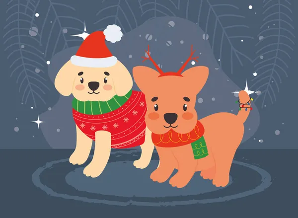Картель рождественских собак — стоковый вектор