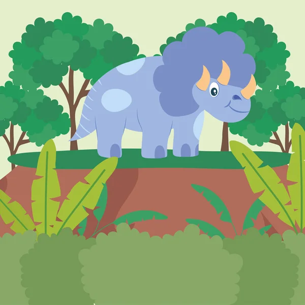 Cartaz azul triceratop — Vetor de Stock