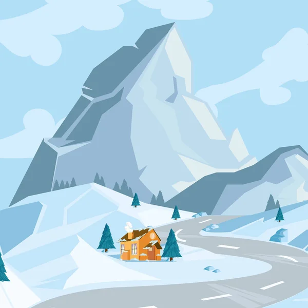 Cartaz de paisagem de inverno —  Vetores de Stock