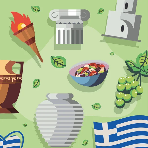 Cartaz de coisas da Grécia — Vetor de Stock