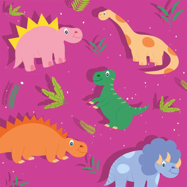 Design papel de parede dinossauros — Vetor de Stock