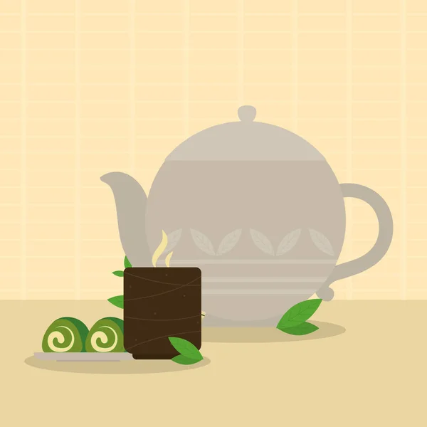 Illustrazione tè Matcha — Vettoriale Stock