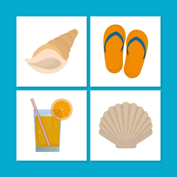 Conjunto de iconos vacaciones de verano — Vector de stock