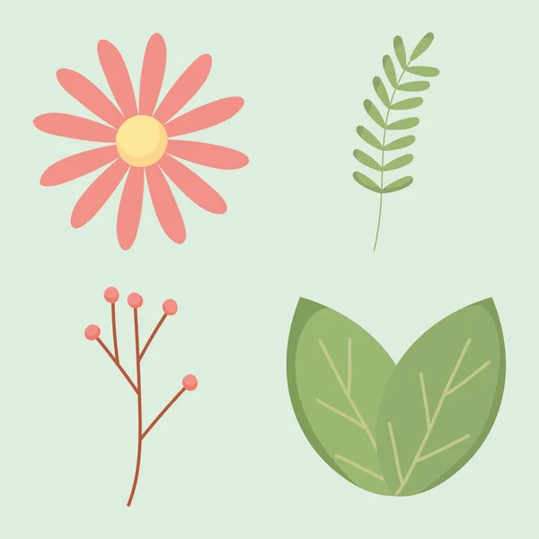 Fiore e foglie — Vettoriale Stock