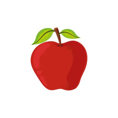 Yapraklı kırmızı elma