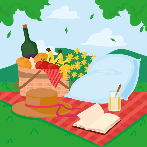 Плакат с едой для пикника — стоковый вектор