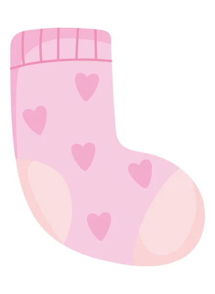 Pink baby sock — Stock Vector