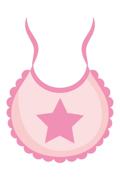 Babero de bebé con estrella rosa — Vector de stock