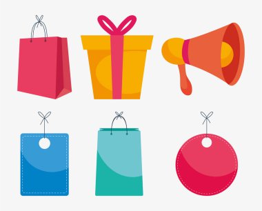 Alışveriş torbaları ve satış simgeleri