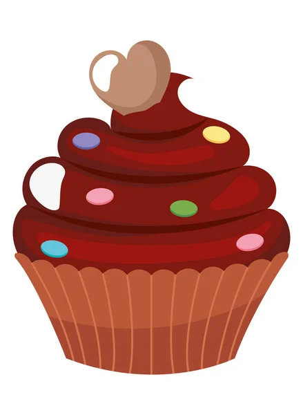 Cupcake met kleurrijke hagelslag — Stockvector