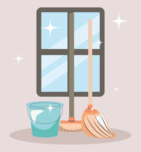 Pencere ve temizlik araçları — Stok Vektör
