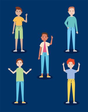 Mutlu genç adam simgesi seti