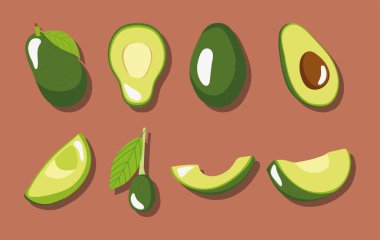 taze avokado simgesi seti