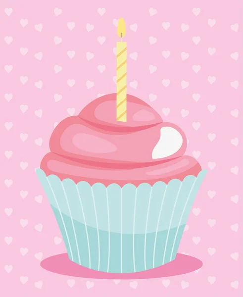 Birthday cupcake illustration — Stock Vector