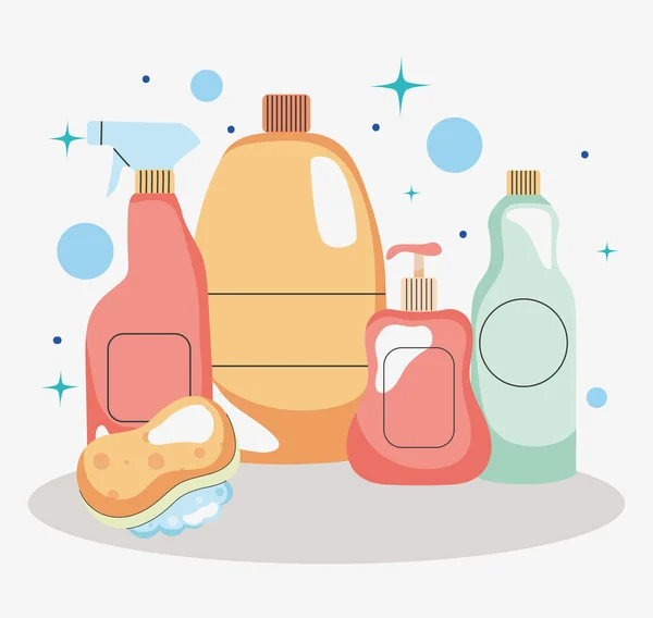 Cleaning bottles illustration — Stock Vector