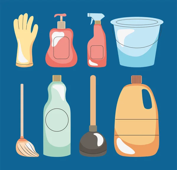 Ensemble d'outils de nettoyage de maison — Image vectorielle