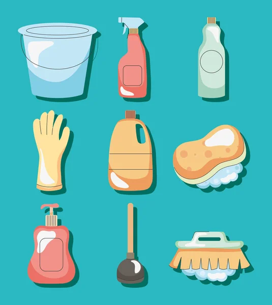 Cleaning tools icon set — Stock Vector