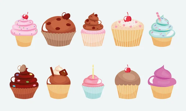 Ensemble de gâteaux colorés — Image vectorielle