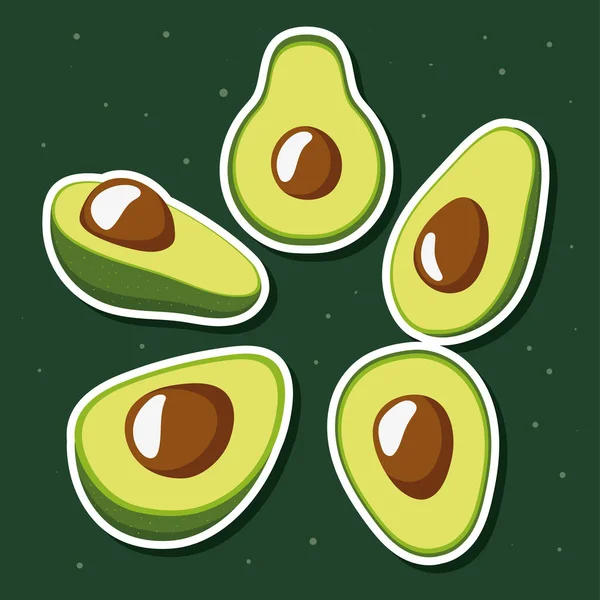 Halve avocado illustratie — Stockvector