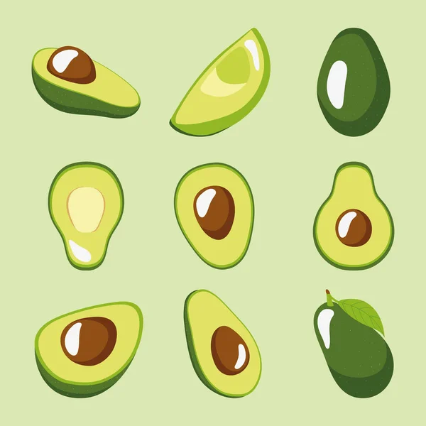 Avocados icon set — Stock vektor