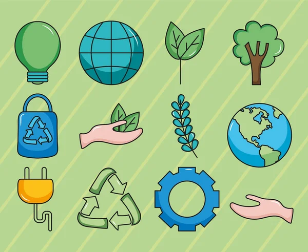 Eco friendly icon set design — Stockvektor