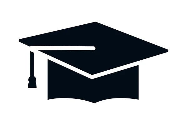 Icône chapeau de graduation noir — Image vectorielle