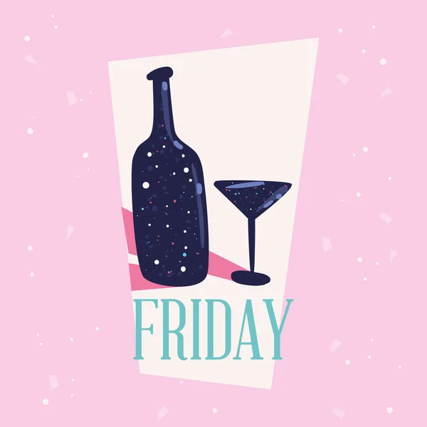 Bottle and friday lettering — Stock Vector