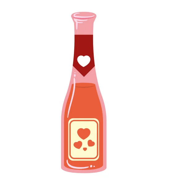 Valentine hari anggur botol - Stok Vektor