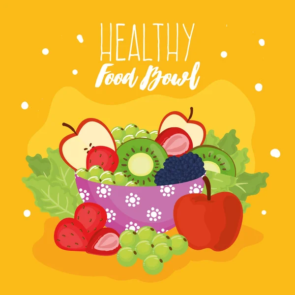 Card of healthy food bowl —  Vetores de Stock