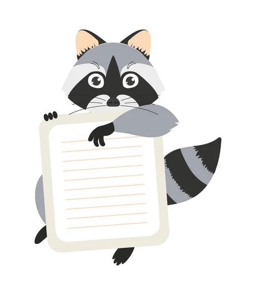 Racoon with memo — Stockvektor